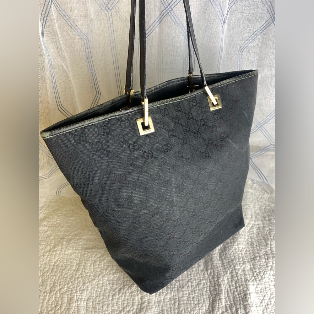 Gucci GG Canvas Tote Bag Black, Authentic - Picture 6 of 13